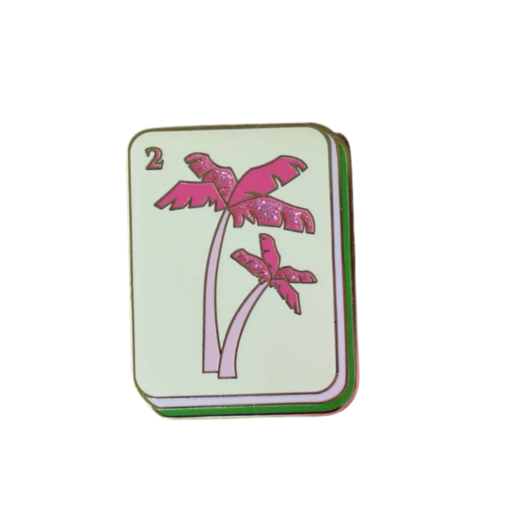 Go Stitch Needle Minder Pink Palm Tree Mahjong Tile