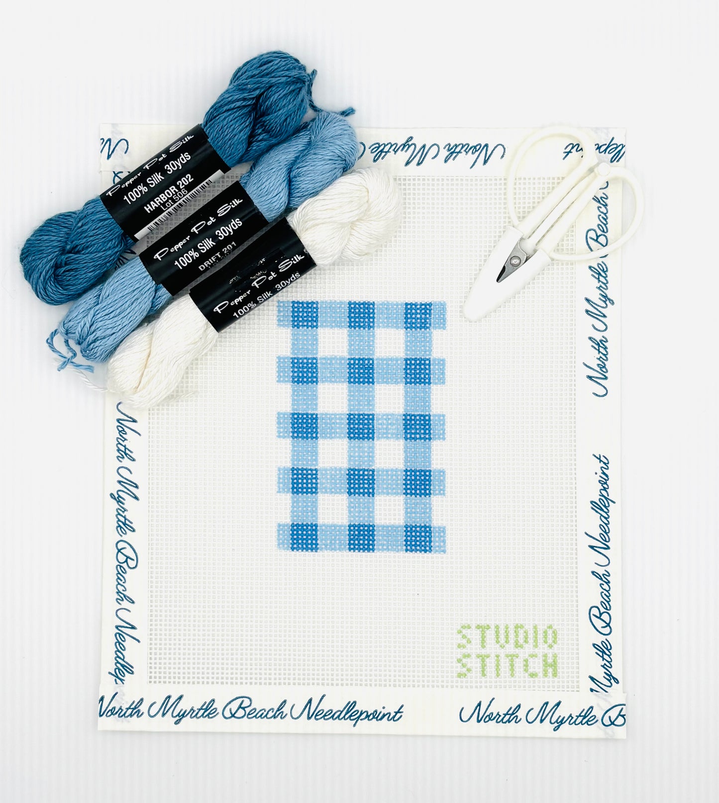 Blue Gingham Bag Tag Kit