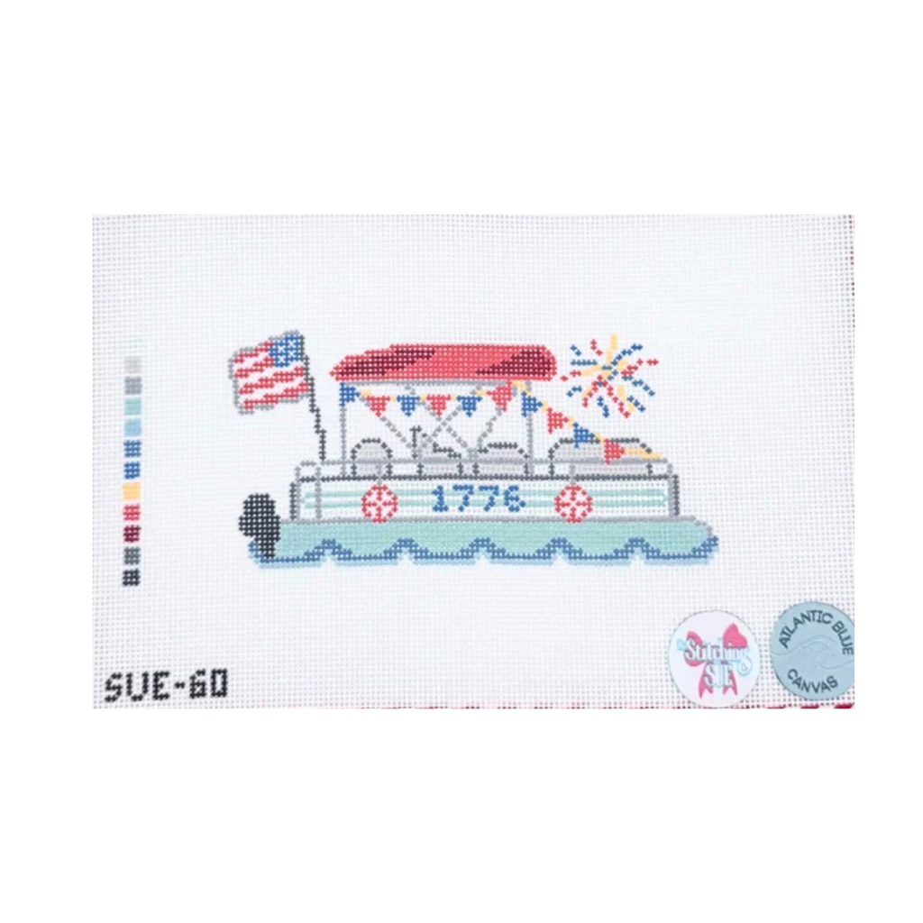 4th of July Pontoon - Atlantic Blue Canvas