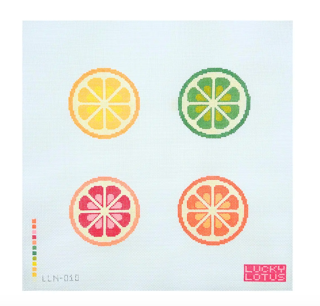 Citrus Coasters- Lucky Lotus Needlepoint