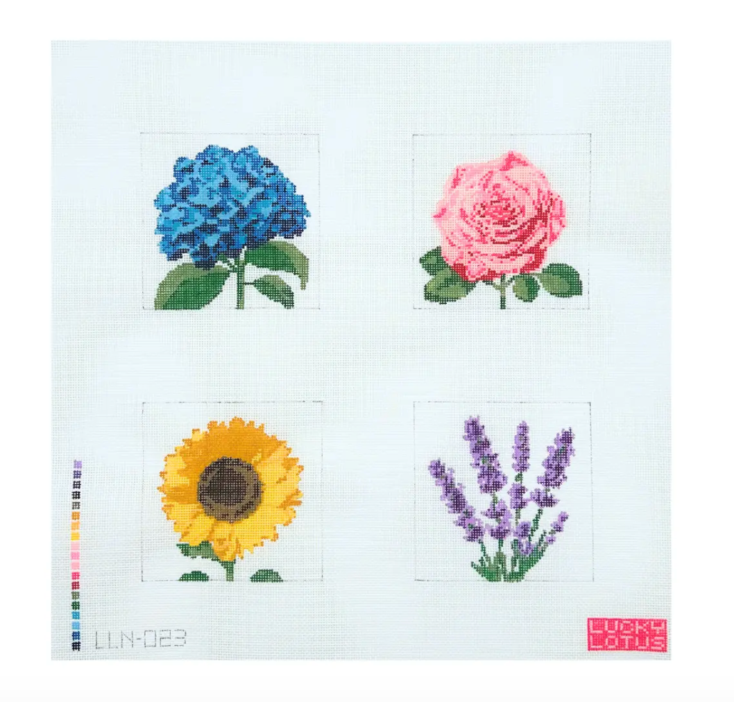 Summer Flowers Coasters- Lucky Lotus Needlepoint