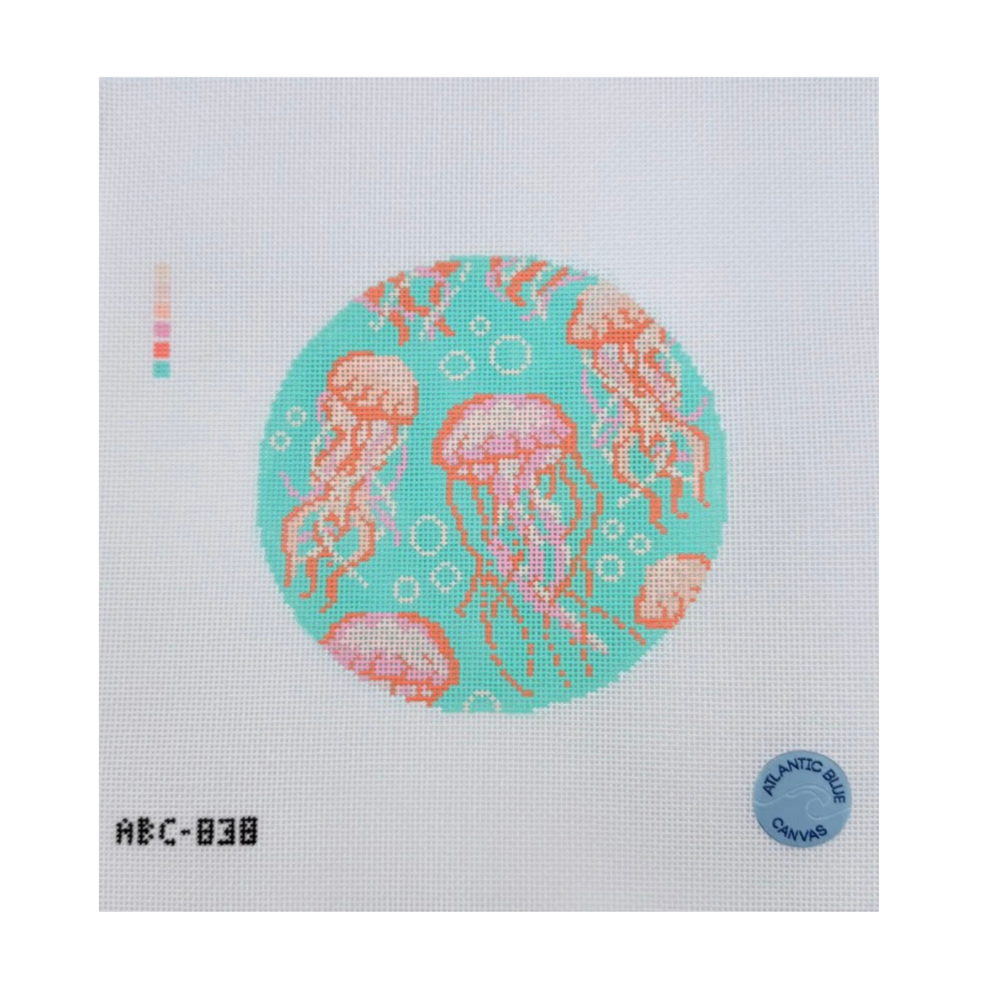 Jellyfish Round - Atlantic Blue Needlepoint