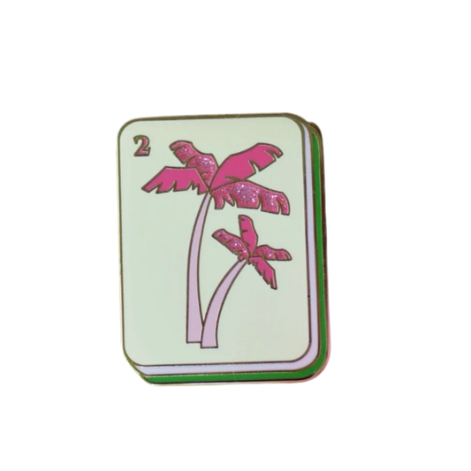 Go Stitch Needle Minder Pink Palm Tree Mahjong Tile