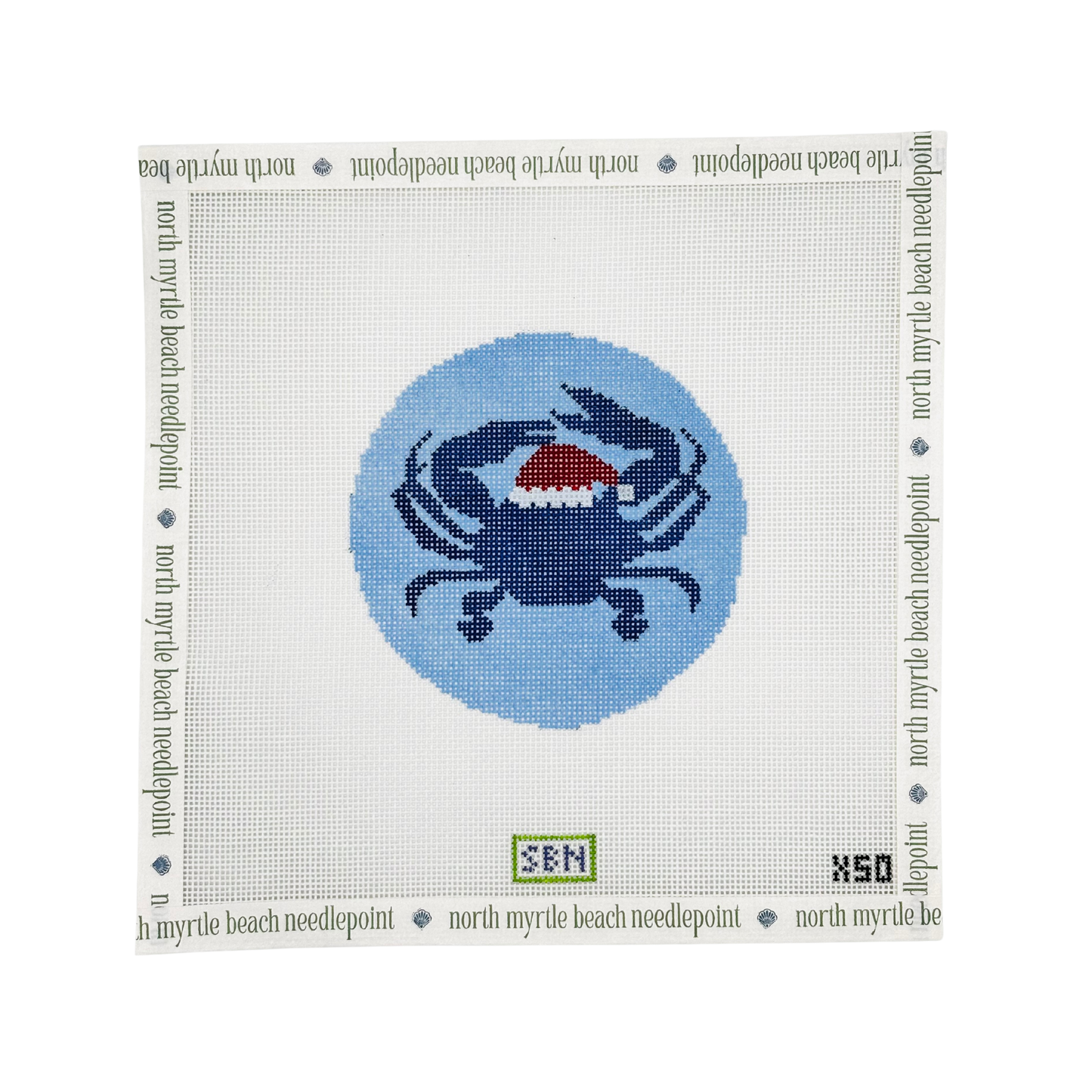 Blue Crab in Santa Hat - Susan Battle Needlepoint