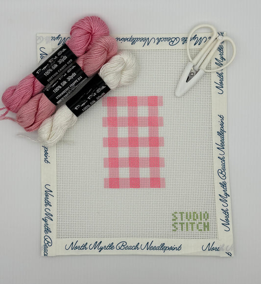 Pink Gingham Bag Tag Kit