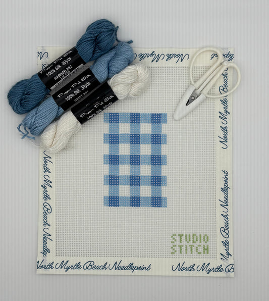 Blue Gingham Bag Tag Kit