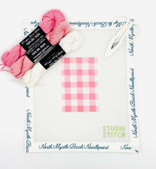 Pink Gingham Bag Tag Kit