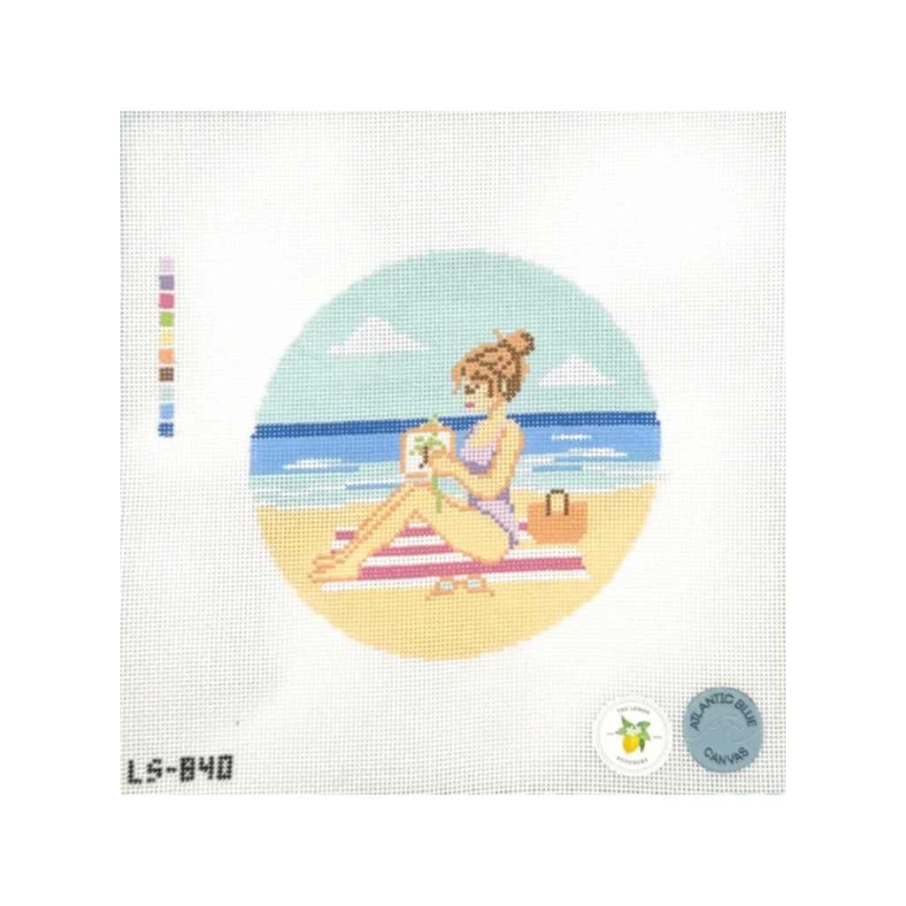 Beach Needlepointing - Atlantic Blue Canvas