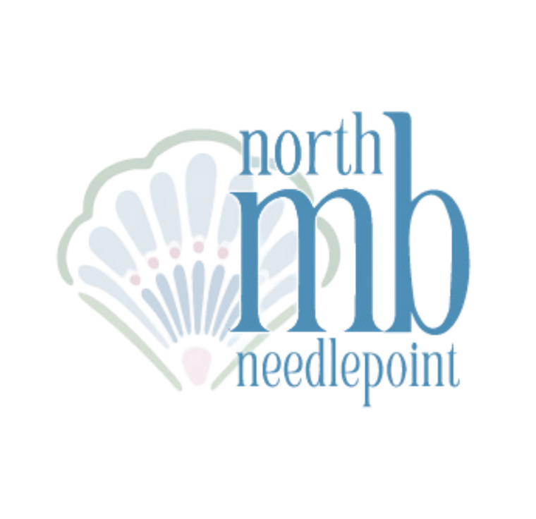 North Myrtle Beach Needlepoint logo featuring a blue and white seashell.