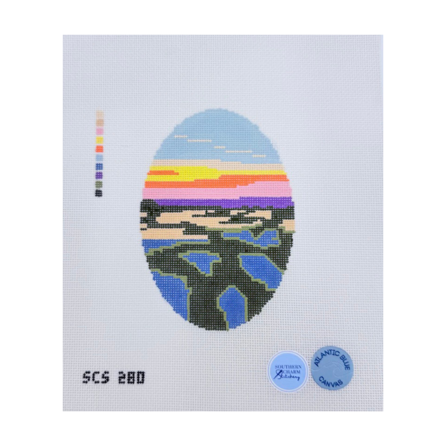 Lowcountry Marsh Oval - Atlantic Blue Needlepoint