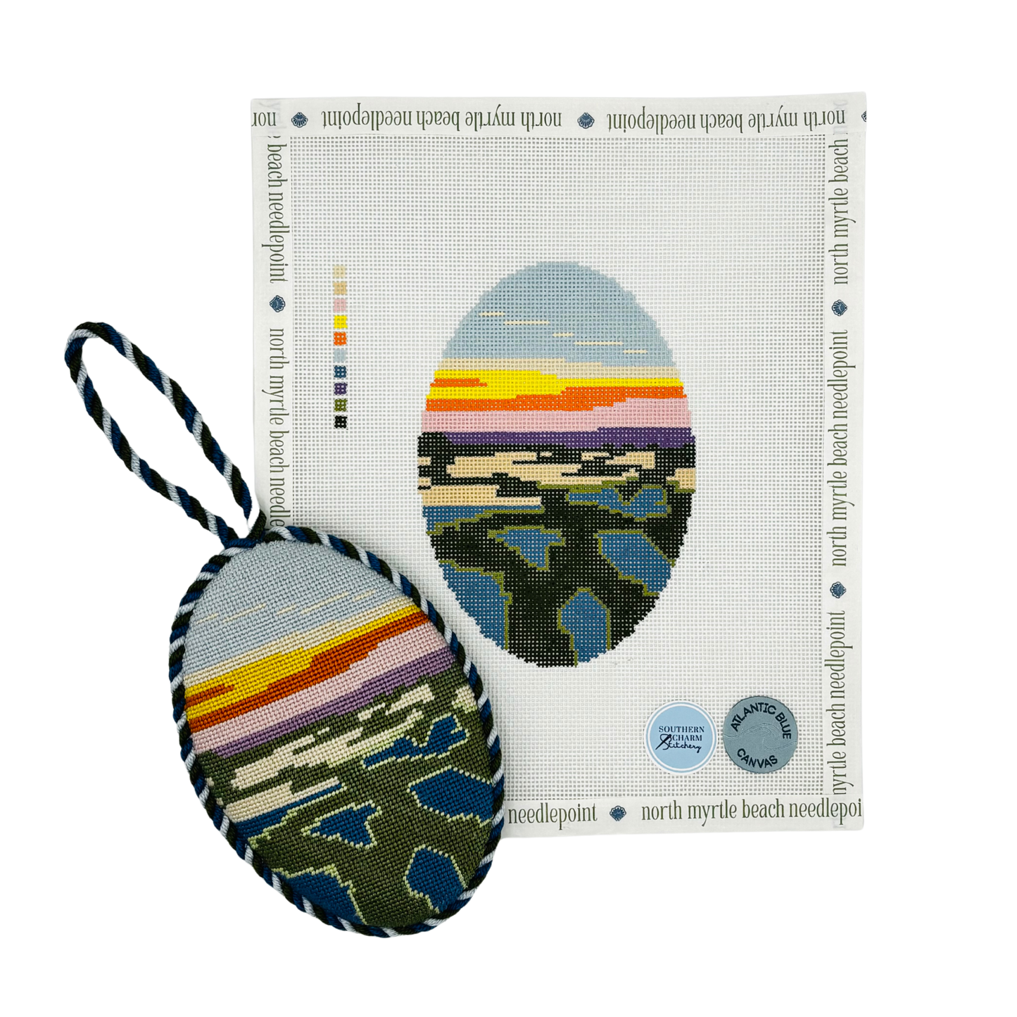 Lowcountry Marsh Oval - Atlantic Blue Canvas